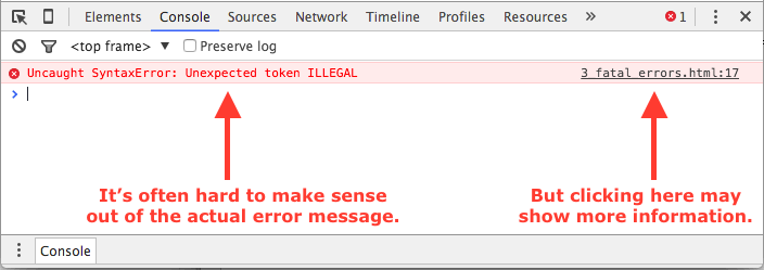 JavaScript Console Screen Shot
