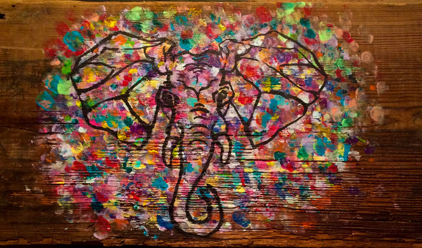 Elephant, 2015, Acrylic on Barn wood

